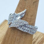 Angel Wings Pave Set CZ Sterling Silver Ring Size 8 Photo 0