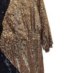 Eloquii  Long Sleeve Sequined Colorblock Mini Party Formal Dress Gold Black Sz 14 Photo 5