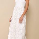 LULUS Delightful Charisma White Embroidered Sequin Mesh Midi Dress Size XL Photo 3