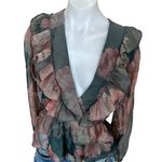 Hutch Hunter Green Chiffon Ruffle Top MEDIUM Cottage Fall Romantic Designer $180 Photo 5