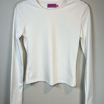 Edikted  Women's Top Long Sleeve Shirt White Ivory Round Neck Stretch Soft Medium Photo 0