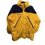 Columbia Vintage  Jacket Tech Series Women’s Medium Yellow Hidden Hood Zip Snap Photo 0