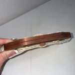 Vtg Bermuda Bag Purse Handbag Wooden Handles Pearl Buttons Embroidered Floral Photo 2