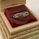 Vintage Solid 10k Yellow Gold Heart Natural Diamond Ring Sz 7.75 White Photo 2