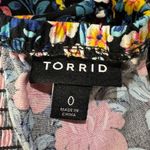 Torrid SZ 0 (Large) Challis Lace-Up Back Corset Top Floral Strapless Smocked New Photo 8