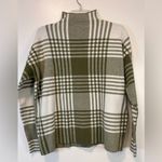 Max Studio  Green & White plaid mock neck long sleeve pullover sweater Women’s XL Photo 2
