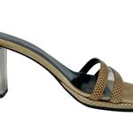 Gucci Y2K vintage Karung PVC Block Heel Neutral Slide Sandals tan size 7.5 Photo 6