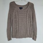 American Eagle  Outfitters Womens Sweater Size Small Tan Cable Knit Grunge Photo 0
