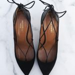 Aquazzura Fellini women’s leather-trimmed black suede pointed-toe pumps IT 37 Photo 9