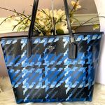 Coach  City Tote Graphic Plaid Print Blue & Black Carryall Large Photo 0
