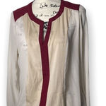 Charming Charlie  Colorblock Semi-Sheer V-Neck Blouse | Size M Photo 0