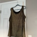 Eileen Fisher 100% Organic Linen Metallic Gold Olive Shimmer Top Holidays Glam Photo 3
