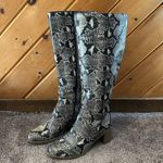 Universal Threads Universal thread gray black snake skin wide calf knee high heeled boots Photo 3