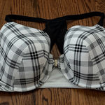 Cacique  Lightly Lined T-Shirt bra plaid black and gray size 40F Photo 0