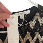 Piperlime Collection NEW sequin long sleeve mini formal dress zip zag gold black Black Photo 2