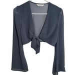 Glassons Cropped Chiffon Top Blue Gray Sheer 8 Photo 0