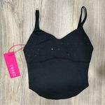 Terez NWT  Corset Crop Top Athletic Bra Tank Black w/ Black Gemstone Size XXS Photo 0