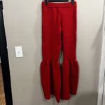 Commense Red Flare Leg Pants Size Medium Ribbed Knit Boho Artsy Bell Bottoms Photo 4
