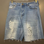 AQ Jeans Shorts Womens 13 Blue Distressed Denim Cutoff Raw Hem Ripped Size undefined Photo 0