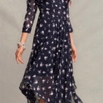 CAbi  Midnight Navy Pemberley Floral Print Midi Dress - size 6 Photo 0