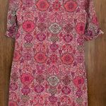 Caroll pink floral geometric 100% cotton shift dress, size 38 or US S France Photo 12