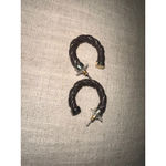 Brown leather Twisted Hoop Earrings One Size Photo 4