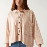 Free People We The Free Montauk Shirt Jacket Shacket Print Tea Combo Small Boxy Oversized Photo 0
