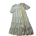 JODIFL  Green Windowpane‎ Midi Dress Medium Tiered Plaid Casual Flowy Cottagecore Photo 9