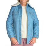 Vintage White Stag Blue Puffer Coat Sherpa Collar Winter Jacket Rustic Ski Lodge Size 6 Photo 1