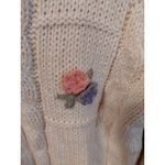 Cream Cable Knit Floral Embroidered Sweater Photo 2