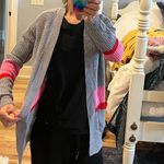 Ultra Flirt  New York Los Angeles Gray Crochet Knit Sweater Cardigan Womens Small Photo 10