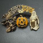 VINTAGE TRICK OR TREAT PUMPKIN, WITCH, AND GHOST BROOCH Orange Photo 3