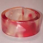 Size 7.5 Retro Red Clear Shimmer Swirl Boho Band Ring Photo 1