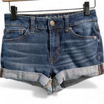 American Eagle  Dark Wash High Rise Shortie Cuffed Jeans- Size 0 Photo 0