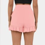 Halara High Waisted Lace Up Ruffle Hem Casual Shorts 3.5” Small Women’s Pink NWT Photo 4