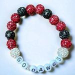 None Georgia Bulldogs Rhinestone Spirit Bracelet Beaded UGA Elastic Stretch Photo 0