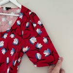 Talbots  Floral Short Puff Sleeve Sweater Top Red White Blue Size Large Petite Photo 7