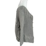 Free People Vintage 90s Wool Sweetheart Chunky Knit Cardigan Sweater Grey Medium Photo 1