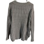 Absolutely Famous Plus Size 2X Ribbed V Neck Gray Sweater Winter Preppy Coquette Photo 3