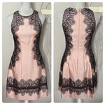 lela rose • wool silk lace appliqué embroidered peach black dress Size 0 Photo 14