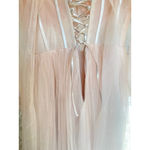 Nude Blush Tulle Corset Maxi Dress Sheer Wedding Prom Gala Coquette Romantic 2 Pink Size XS Photo 8