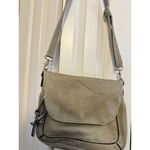 Free People Crossbody Bag Purse Gray Flap‎ Closure Silver Accent Zippers Casual Photo 4