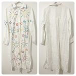Bits And Pieces To Go Stary Shirt Dress White Multicolor Embroidered Star M/L Size L Photo 1