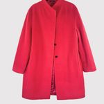 Cinzia Rocca Womens Jacket Red Wool Pea Coat Long Sleeve Italian Designer Large Photo 0