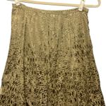 Soft Surroundings Womens Maxi Skirt L Gold Textured Satin Burnout Boho Whimsy Photo 1