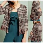 Anthropologie Ett Twa Petites XSP Fringe Hem Plaid Jacket Boho Tweed Photo 1