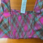 Urban Outfitters NWT  Adina Plaid Square Neck Crop  Corset Style Top - Sz XL Photo 7