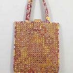 Vera Bradley  Bali Gold Yellow Floral Woven Wicker Cane Shoulder Tote Bag Photo 7