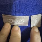 Chico's Women's Blue Wool Blend Open Front Collarless Jacket Blazer Size 3 Flaw Photo 6