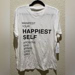 Spiritual Gangster  NWT Happiest Self Short Sleeve White Graphic T-Shirt Size M Photo 1